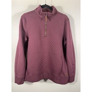 LL Bean Quilted Quarter Zip Pullover Womens XL 502745 Mock Sweatshirt Maroon